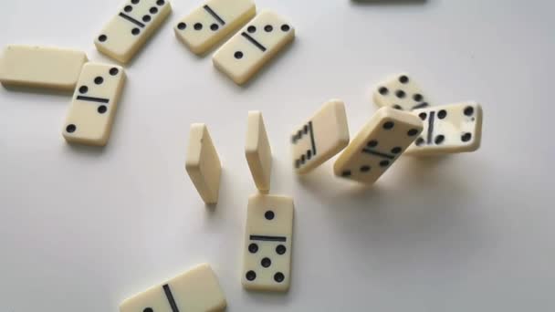 Dominoes White Black Dots Fall Bounce — Stock Video