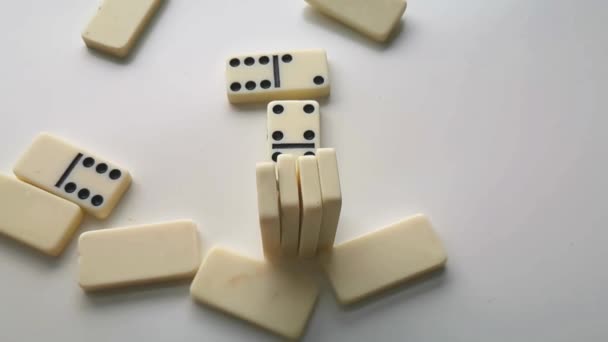 Dominoes White Black Dots Fall Bounce — Stock Video