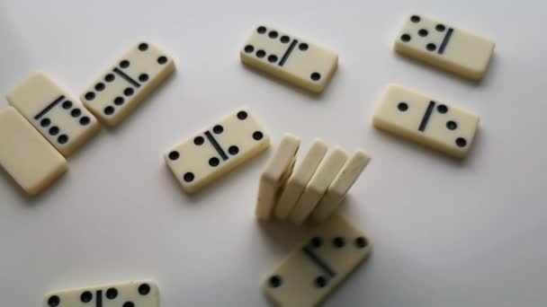 Dominoes White Black Dots Fall Bounce — Stock Video