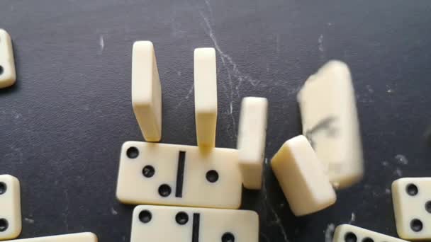 White Dominoes Black Dots Dark Background — Stock Video