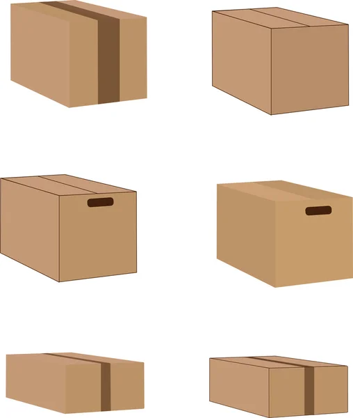 Conjunto de cajas de diferentes formas con los personajes — Vector de stock