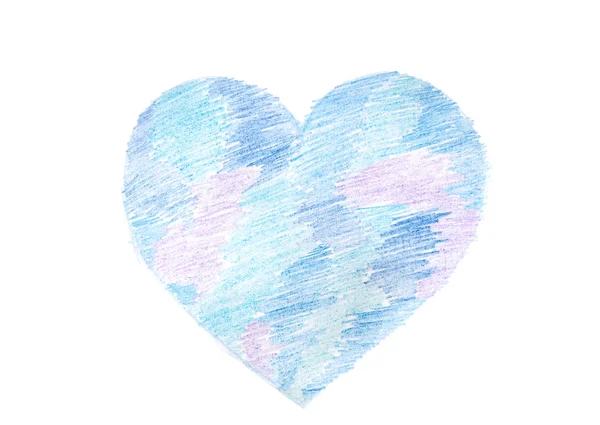 Coeur bleu, peint au crayon — Photo