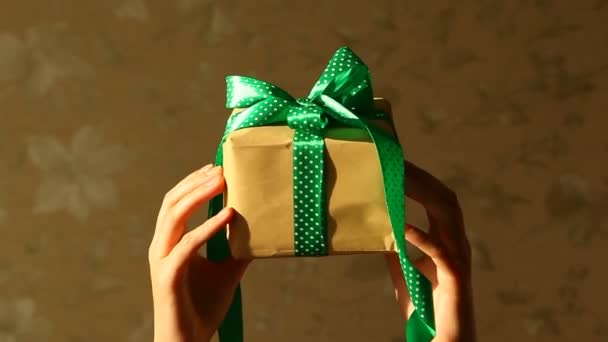 Woman Hands Gift Box Holidays Concept — Stock Video