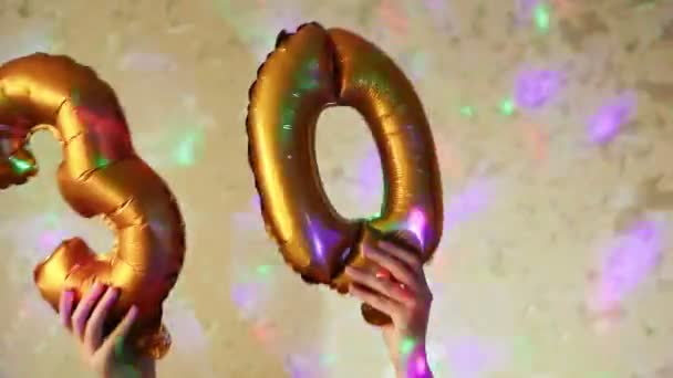 Alles Gute Zum Geburtstag Goldene Luftballonnummern — Stockvideo