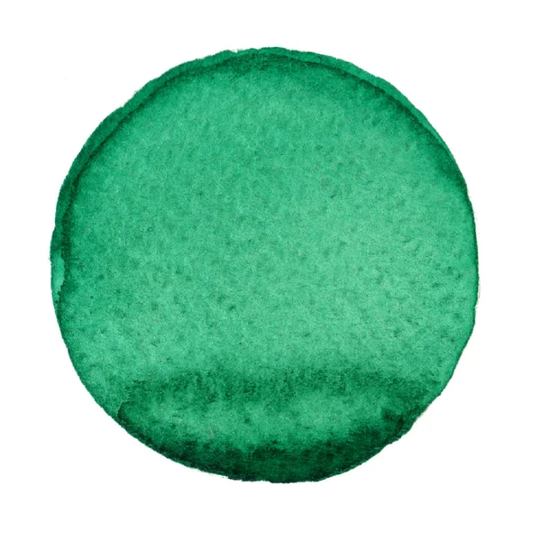 Zielone kółko pomalowane farbami na białym tle na białym tle. Akwarela. Przykładowe kolory modne 2017. — Zdjęcie stockowe
