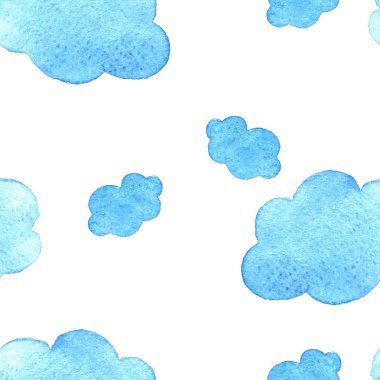 Mavi suluboya bulutlar arka plan. desen. Beyaz baground.