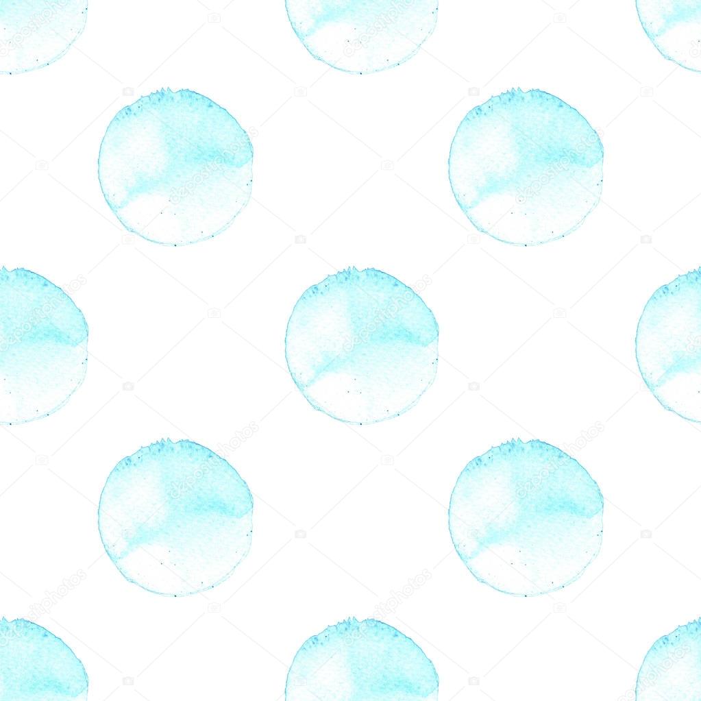Hand painted dot pattern. Abstract watercolor texture shapes in trendy blue. Design illustration image.
