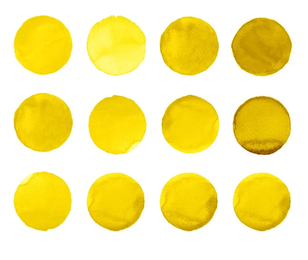 Acquerello cerchio dipinto a mano. Bellissimi elementi di design. sfondo giallo — Foto Stock