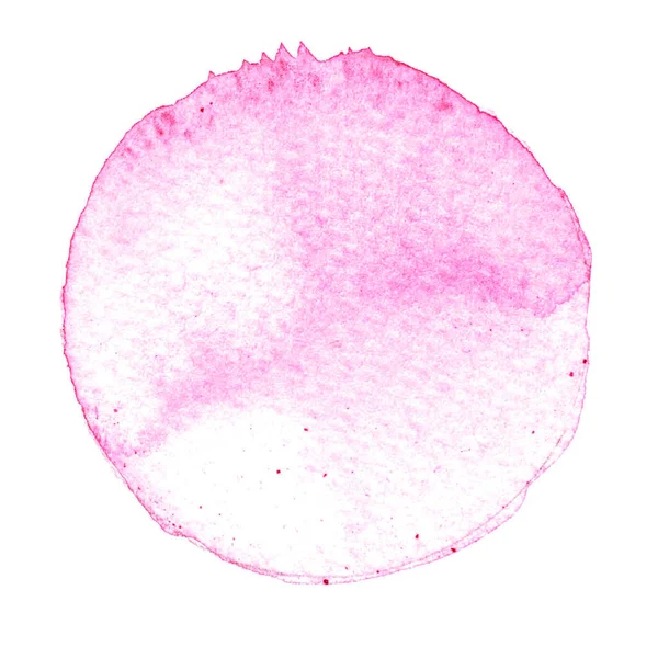 Círculo rosa pintado con acuarelas aisladas sobre fondo blanco. Acuarela . — Foto de Stock