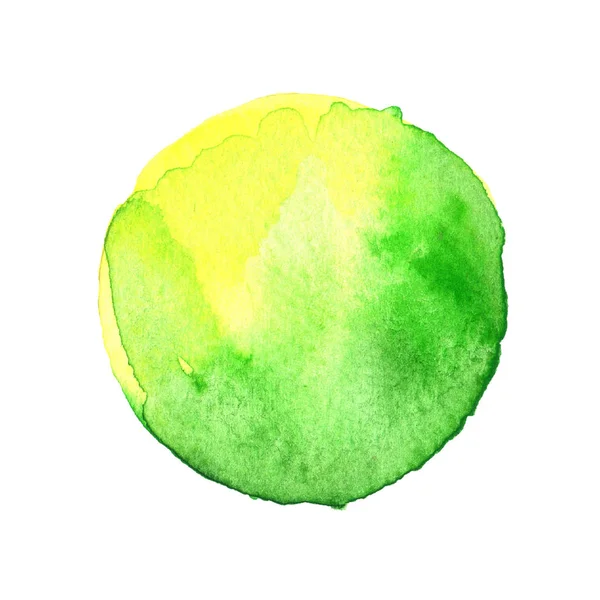 Círculo verde pintado con acuarelas aisladas sobre fondo blanco. Acuarela. Muestra de colores de moda 2017 . —  Fotos de Stock