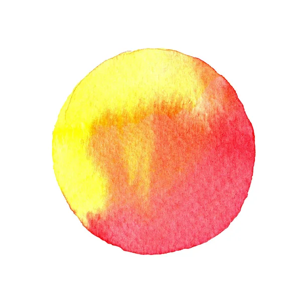 Červené a žluté kruh malované akvarely izolovaných na bílém pozadí. Akvarel. — Stock fotografie