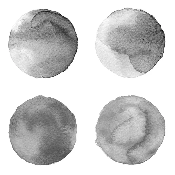 Conjunto de colorido círculo pintado a mano acuarela aislado en blanco. Ilustración para diseño artístico. Manchas redondas, manchas — Foto de Stock