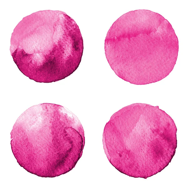 Conjunto de aquarela colorido pintado à mão círculo isolado em branco. Ilustração para design artístico. Manchas redondas, manchas cor lavanda — Fotografia de Stock