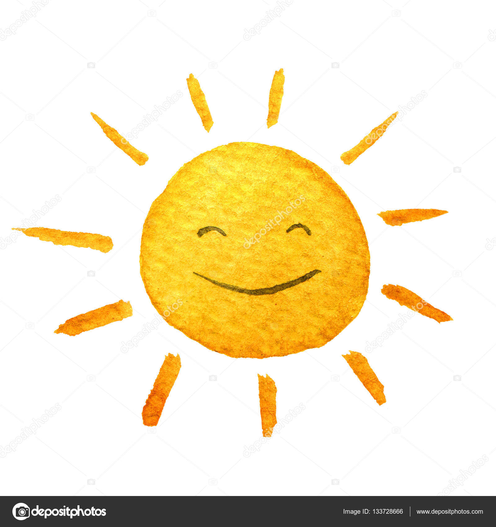 Netter Cartoon-Sonnenschein. handgezeichnete Aquarell-Illustration