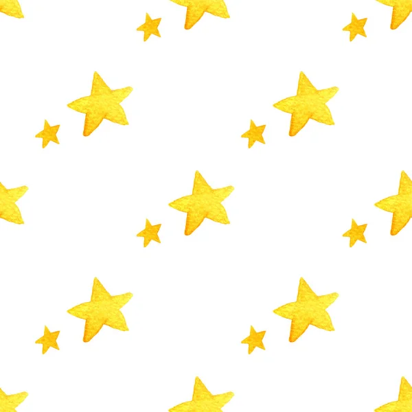 Yellow watercolor stars background. illustration for greeting card, sticker, poster, banner. Isolated on white . — Stock Photo, Image