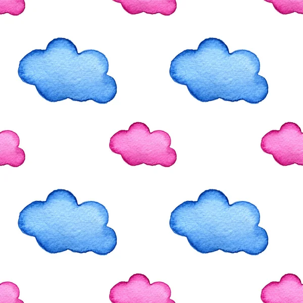 Blue watercolor clouds background. Hand painted cloud isolated on white. — Stock Photo, Image