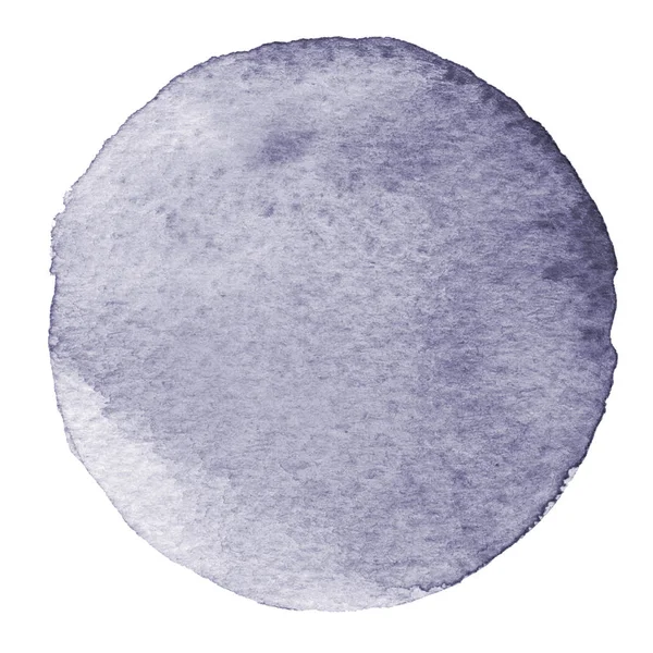 Grå akvarell cirkel. Fläcken med pappersstruktur. Designelement som isolerad på vit bakgrund. Hand dras abstrakt mall — Stockfoto