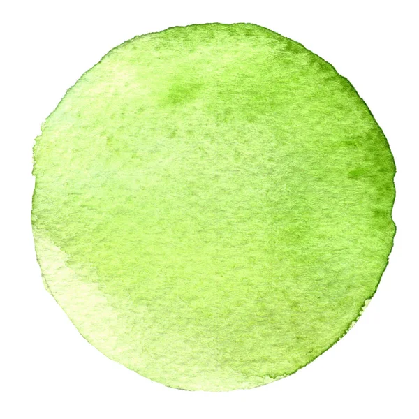 Ακουαρέλα πράσινο κύκλο. Λεκές με υφή χαρτιού. Στοιχείο σχεδιασμού που απομονώνονται σε λευκό φόντο. Χέρι συρμένο αφηρημένη πρότυπο — Φωτογραφία Αρχείου
