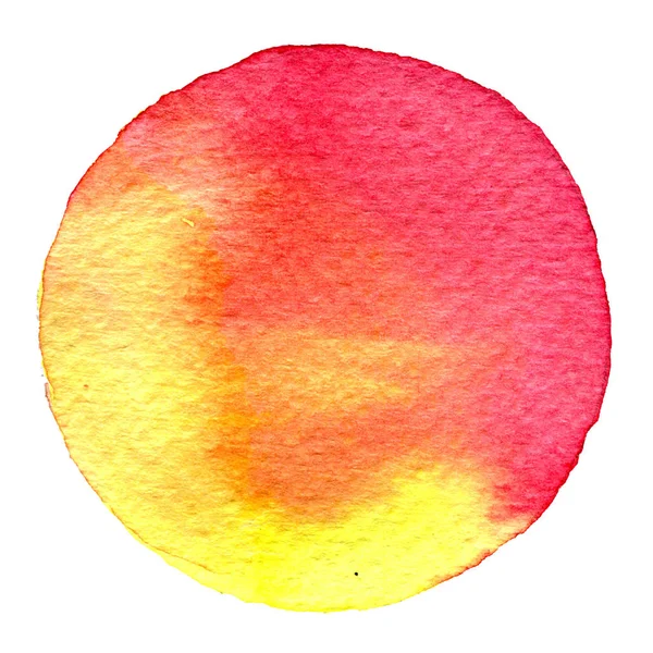 Roter Aquarellkreis. Fleck mit Papier Textur. Design-Element isoliert auf weißem Hintergrund. handgezeichnete abstrakte Vorlage — Stockfoto