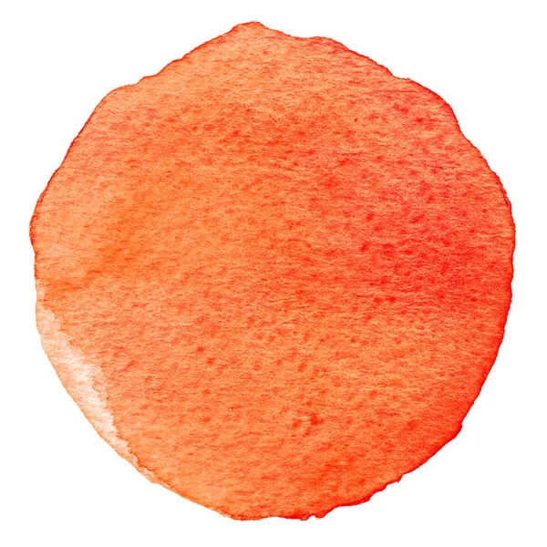 Cerchio acquerello rosso. Macchia con texture di carta. Elemento di design isolato su sfondo bianco. Modello astratto disegnato a mano — Foto Stock