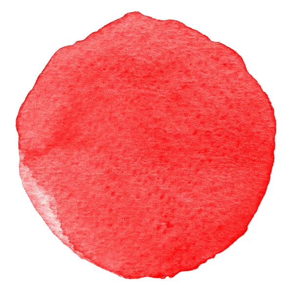 Roter Aquarellkreis. Fleck mit Papier Textur. Design-Element isoliert auf weißem Hintergrund. handgezeichnete abstrakte Vorlage — Stockfoto