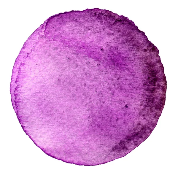 Purple Akvarel kruh. Skvrna se povrch papíru. Designový prvek izolovaných na bílém pozadí. Ručně tažené abstraktní šablona — Stock fotografie