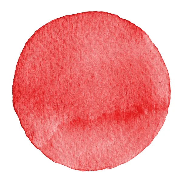 Červený kruh akvarel. Skvrna se povrch papíru. Designový prvek izolovaných na bílém pozadí. Ručně tažené abstraktní šablona — Stock fotografie