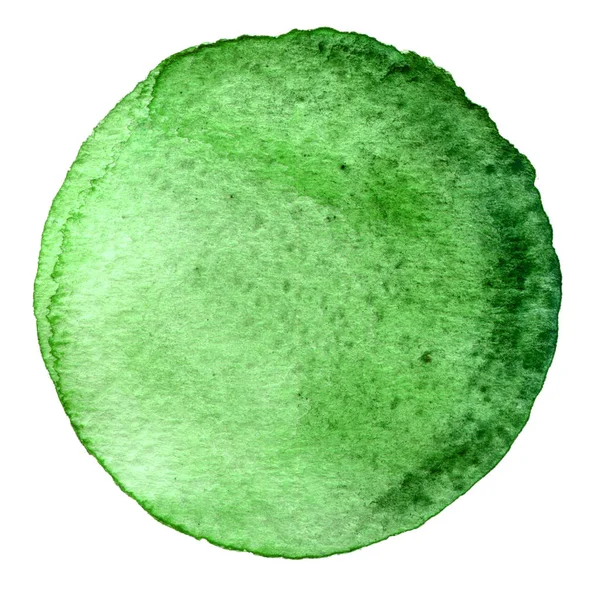 Ακουαρέλα πράσινο κύκλο. Λεκές με υφή χαρτιού. Στοιχείο σχεδιασμού που απομονώνονται σε λευκό φόντο. Χέρι συρμένο αφηρημένη πρότυπο — Φωτογραφία Αρχείου