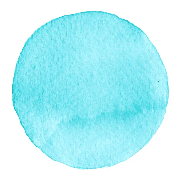 Círculo aquarela azul. Mancha com textura de papel. Elemento de design isolado sobre fundo branco. Modelo abstrato desenhado à mão — Fotografia de Stock