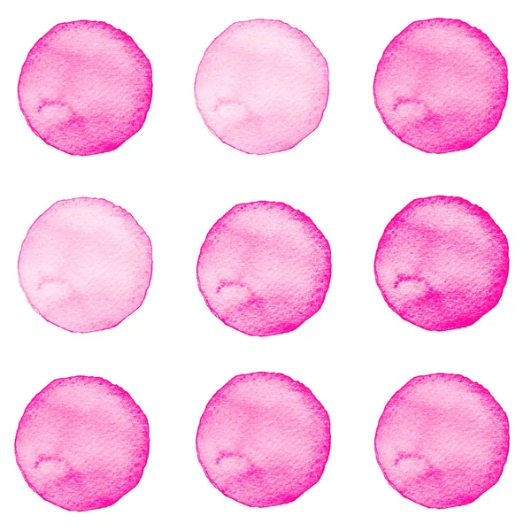 Watercolor circles collection pink colors. Stains set isolated on white background. Design elements — Stock Photo, Image