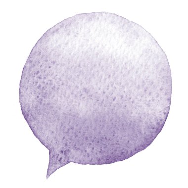 Beyaz arka plan üzerinde izole gri suluboya konuşma balonu. Elle çizilmiş boya lekesi