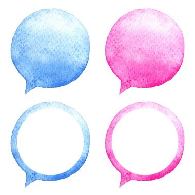 Suluboya konuşma seti kabarcıklar. Resimde çizilmiş. Sosyal Medya Icons.