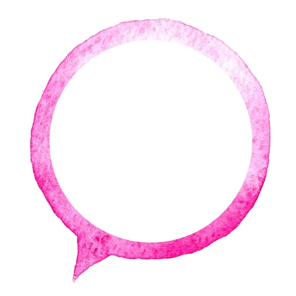 Burbuja de habla de acuarela rosa aislada sobre fondo blanco. Mancha de pintura dibujada a mano — Foto de Stock