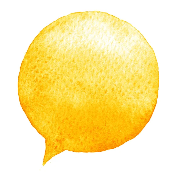 Burbuja de habla de acuarela naranja aislada sobre fondo blanco. Mancha de pintura dibujada a mano —  Fotos de Stock
