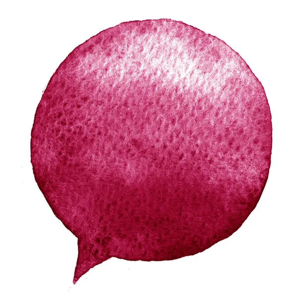 Burgunder Aquarell Sprechblase isoliert auf weißem Hintergrund. Handgezeichneter Farbfleck — Stockfoto