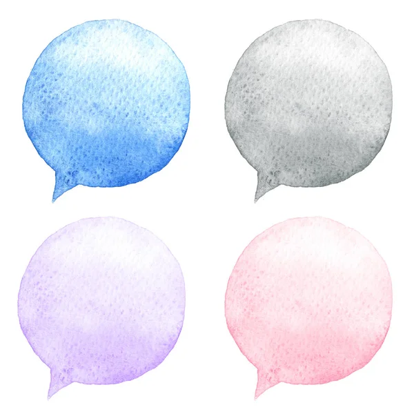 Suluboya konuşma seti kabarcıklar. Resimde çizilmiş. Sosyal Medya Icons.