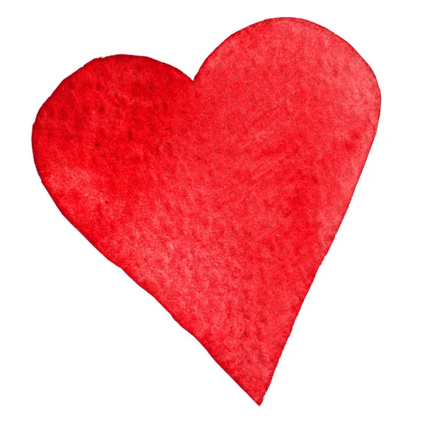 Corazón rojo pintado de acuarela. Elemento para el diseño Tarjeta de San Valentín o tarjetas postales románticas . — Foto de Stock