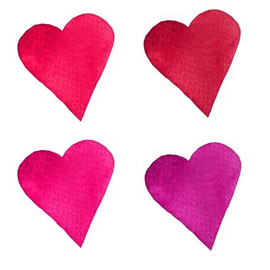 Suluboya kalpler kümesi. El boyalı. İzole nesneleri mükemmel Sevgililer günü kartı veya romantik posta kartları.