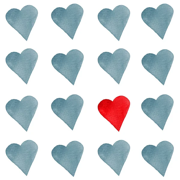 Conjunto de corações aquarela. Pintado à mão. Objetos isolados perfeitos para cartão de dia dos namorados ou cartões postais românticos . — Fotografia de Stock