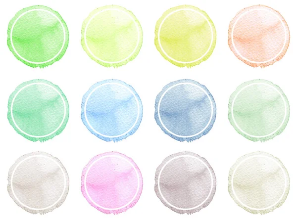 Suluboya resmi sanatsal tasarım için. Yuvarlak lekeler, BLOB'ları mavi, kırmızı, yeşil, kahverengi renk — Stok fotoğraf