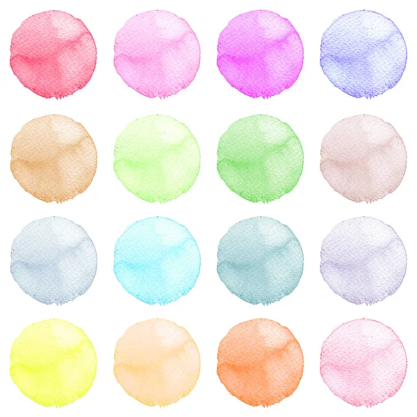 Aquarel illustratie voor artistieke ontwerp. Ronde vlekken, blobs van blauw, rood, groen, bruin kleur — Stockfoto