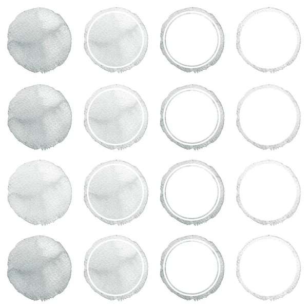 Watercolor hand painted circle shape design elements. Grey banners set. — Stock Photo, Image