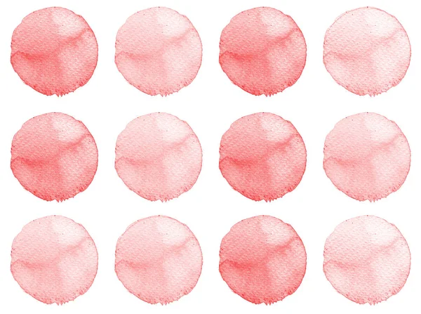 Círculos aquarela coleção cores rosa. Manchas isoladas sobre fundo branco. Elementos de projeto — Fotografia de Stock