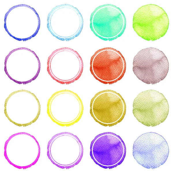 Conjunto de molduras desenhadas à mão círculo aquarela . — Fotografia de Stock