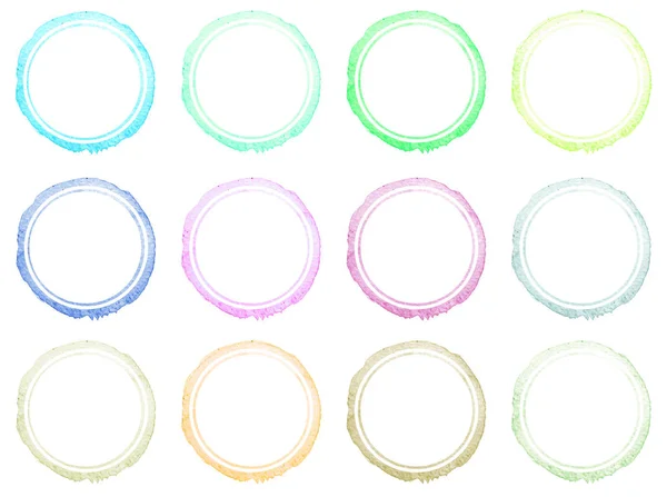 Conjunto de marcos de círculo de acuarela dibujado a mano . — Foto de Stock
