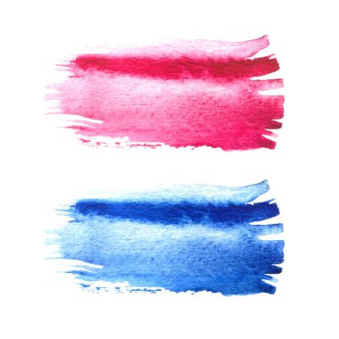 Pembe ve mavi suluboya fırça darbeleri ile senin kendi metin için yer