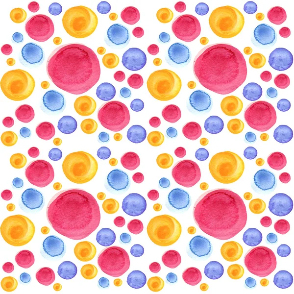 Watercolor circle pattern. Round elements for design. Colored circles hand drawn background — Stock Photo, Image