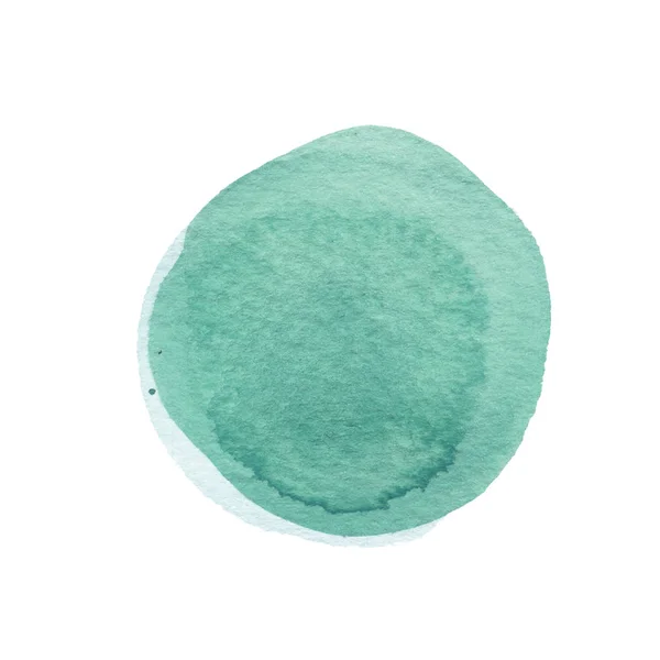 Mint green watercolor circle isolated on white. Abstract round background. Watercolour stains texture. Space for your own text — Stock Photo, Image