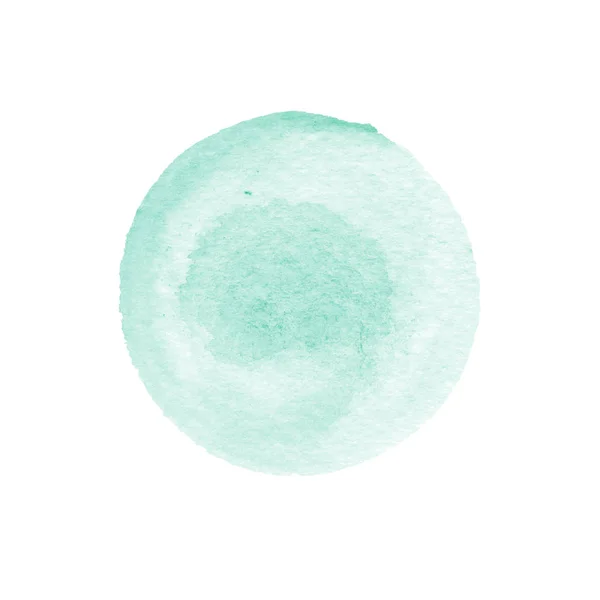 Círculo de acuarela verde menta aislado en blanco. Fondo redondo abstracto. Manchas de acuarela textura. Espacio para tu propio texto — Foto de Stock