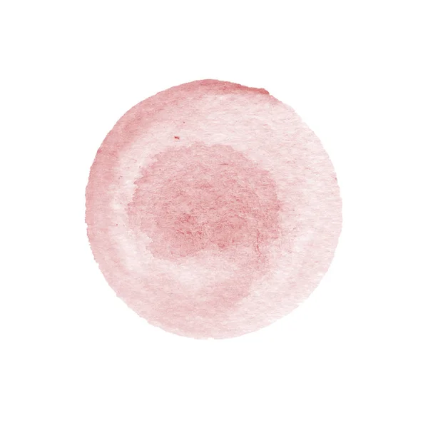 Różowy akwarela koło na białym tle. Streszczenie tło rundy. Akwarela czerwony plamy tekstury. Ręcznie rysowane fioletowy spot. — Zdjęcie stockowe